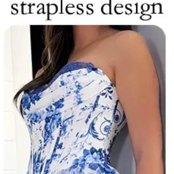 BABYONLINE STRAPLESS CHIFFON A-LINE PROM DRESS BLUE XS - Picture 12 of 15